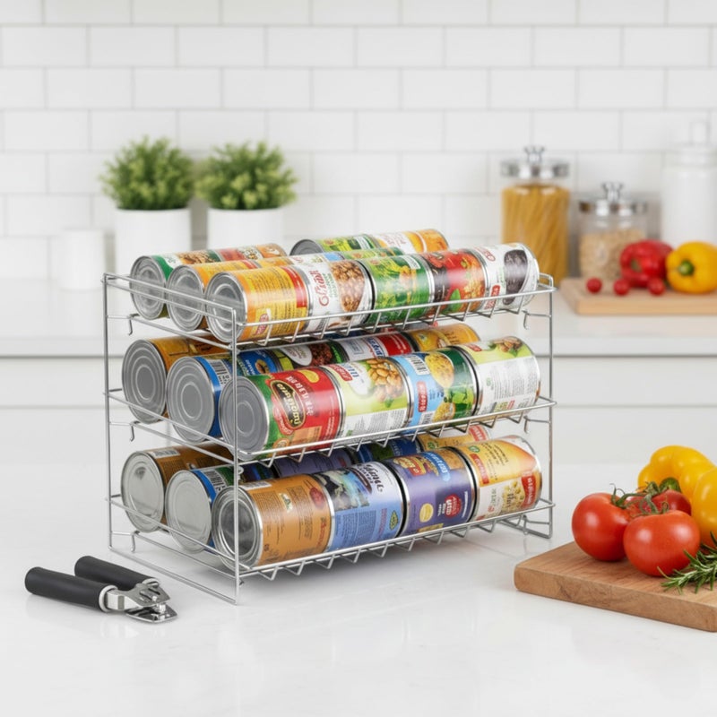 Chef Buddy Lavish Classic Cuisine 3 Tier Dispenser-Organizer Rack Holds up to 27 Cans-for Kitchen Pantry, Countertops, and Cabinets-Storage Accessories (Chrome) - Image 2